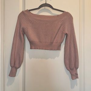 Pink Lily Travel to you off the shoulder crop sweater. Pink. Size S. Worn once.